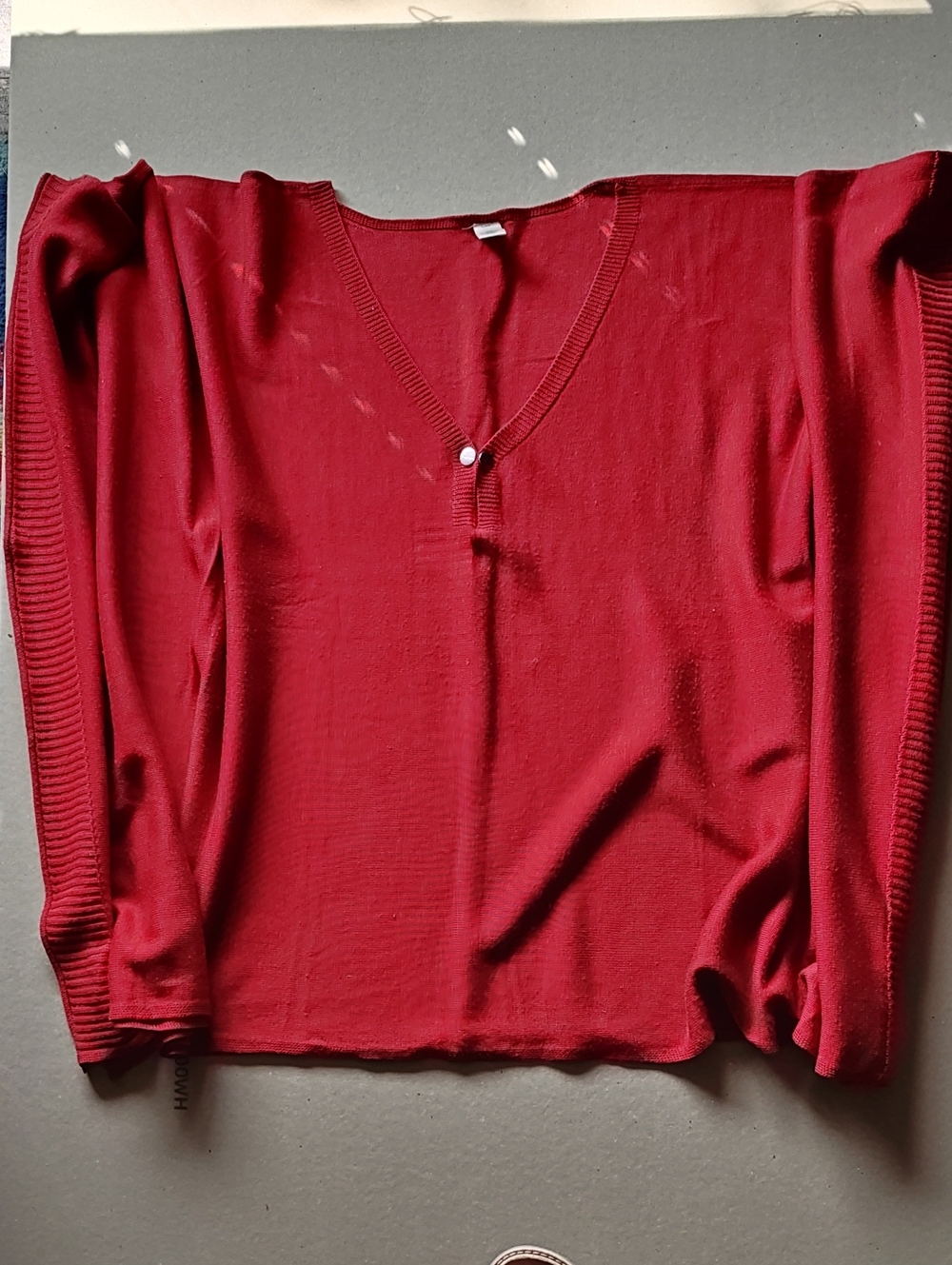 Cato Red V-Neck Women's Sweater with Button Accent